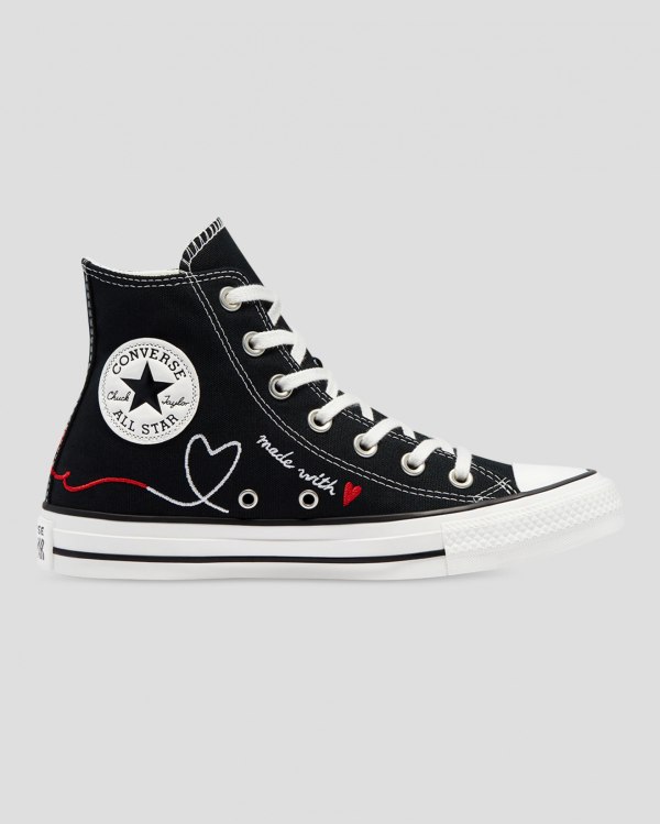 Converse Chuck Taylor All Star Love Thread Sort Sko Danmark - Converse Høje Sneakers Dame - 02314BON